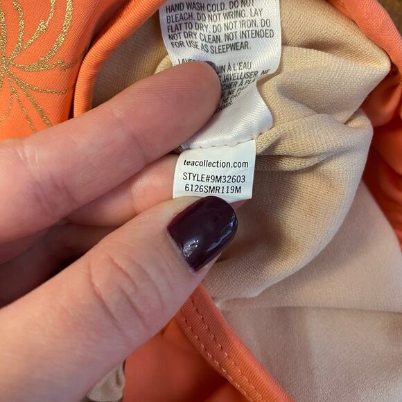 Tea‎ Collection Girls Coral Pink Palm Tree Ruffle One Piece Swim Suit Size 2T - Picture 8 of 8